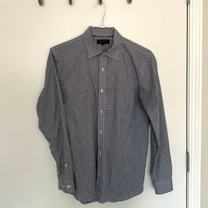 Banana Republic Dress Shirt Black and White Checkered Size: M Slim Fit